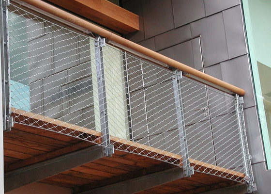 Customized SUS 316 Ferrule Type Stainless Steel Wire Rope Mesh For Stairs Railing Mesh 2.0 Mm Wire 50*50 Mm Hole