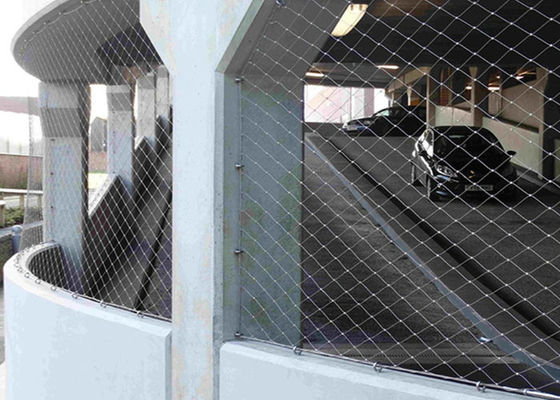 लौह 3.0 मिमी रस्सी 80 * 80 मिमी छेद के साथ वास्तुकला के लिए उच्च शक्ति लचीलापन स्टेनलेस स्टील केबल नेटिंग