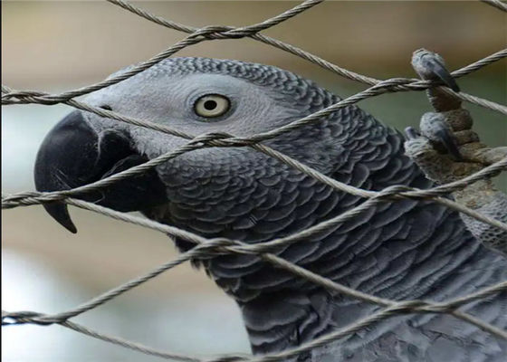 60 डिग्री डायमंड मेश और स्टेनलेस स्टील वायर रोप के साथ पॉलिश सतह चिड़ियाघर वायर मेश