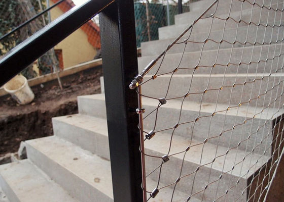 सीढ़ी के लिए Balustrade Infill Cable 80x80mm Ferrule Rope Mesh